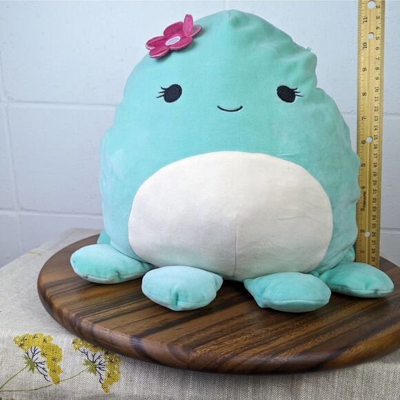 Squishmallow Olina the Octopus Teal with Pink Flower 11" - Picture 5 of 6